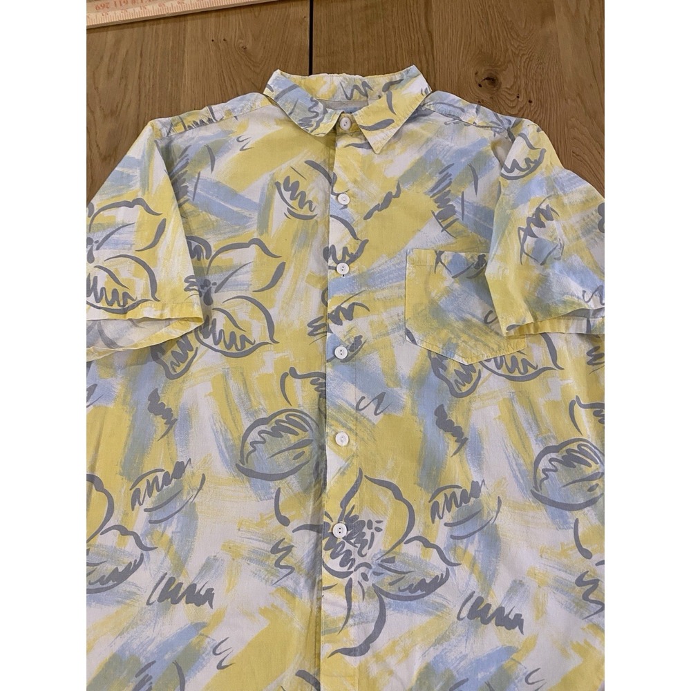 Vintage 90s Gotcha Button Up Hawaiian Abstract Retro Style Shirt Men's XL Rare